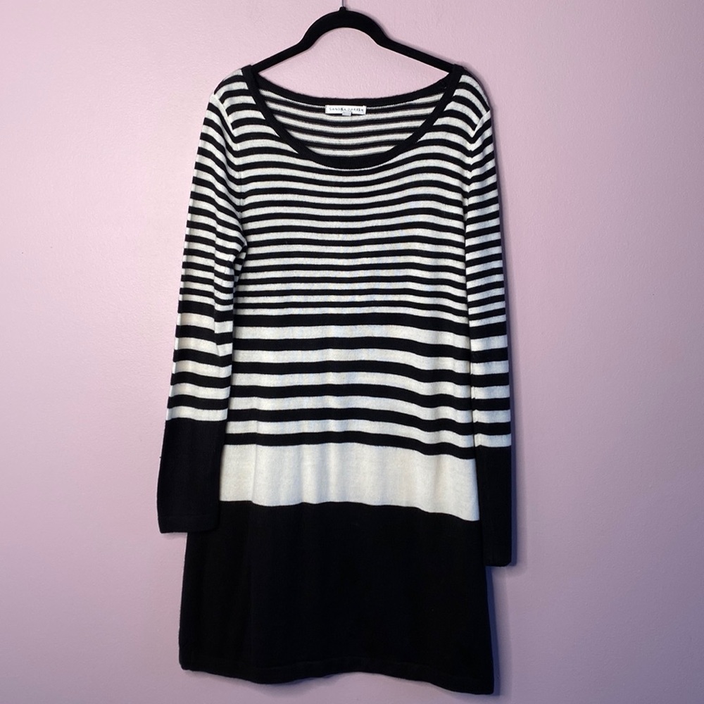 Sandra Darren long sleeve color blocked sweater midi dress Size XLG